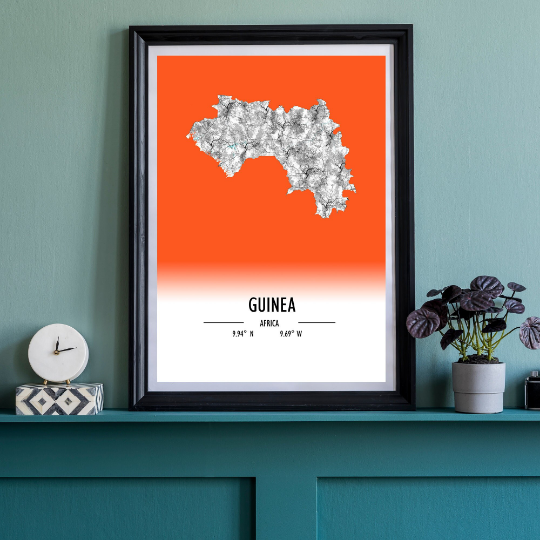 Map Poster Guinea / Guinea Map Print / Guinea Map Wall Art / Guinea Décor / Guinea Decoration / Guinea Gift / Anniversary Wedding Gift