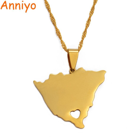 Nicaragua 18k Gold Plated Necklace / Nicaragua Flag Color Necklace / Nicaragua Map / Nicaragua Jewelry / Nicaragua Pendant / Nicaragua Gift