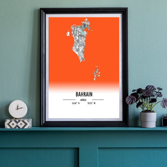 Map Poster Bahrain / Bahrain Map Print / Bahrain Map Wall Art / Bahrain Décor / Bahrain Decoration / Bahrain Gift / Anniversary Wedding Gift