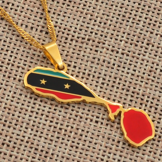 Saint Kitts And Nevis Necklace Gold Plated, St Kitts And Nevis Earrings, Saint Kitts And Nevis Gifts, Saint Kitts And Nevis Jewelry