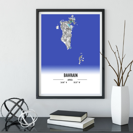 Map Poster Bahrain / Bahrain Map Print / Bahrain Map Wall Art / Bahrain Décor / Bahrain Decoration / Bahrain Gift / Anniversary Wedding Gift