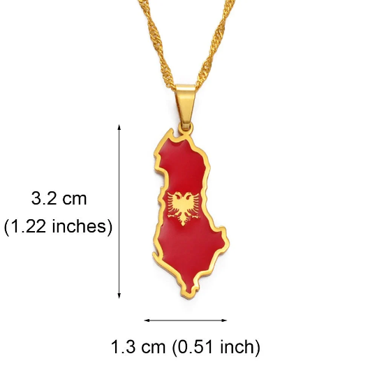 Albania 18K Gold Plated Necklace / Albania Jewelry / Albania Pendant / Albania Gift