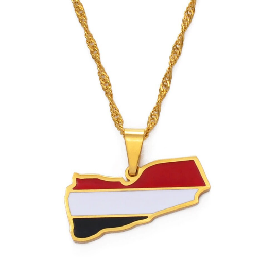 Yemen 18K Gold Plated Necklace / Yemen Jewelry / Yemen Pendant / Yemen Gift