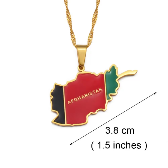 18k Gold Plated Afghanistan Necklaces, Afghanistan Necklace, Afghanistan Gift, Afghanistan Pride, Afghanistan Jewelry, Afghanistan Flag