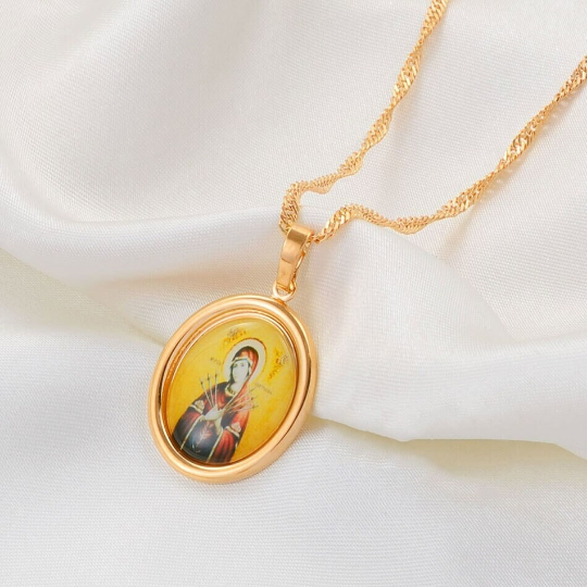 18K Gold Plated Virgin Mary Necklace / Gold Plated Religious Necklace / Christian Necklace / Baptism Jewelry / Virgin Mary Gift