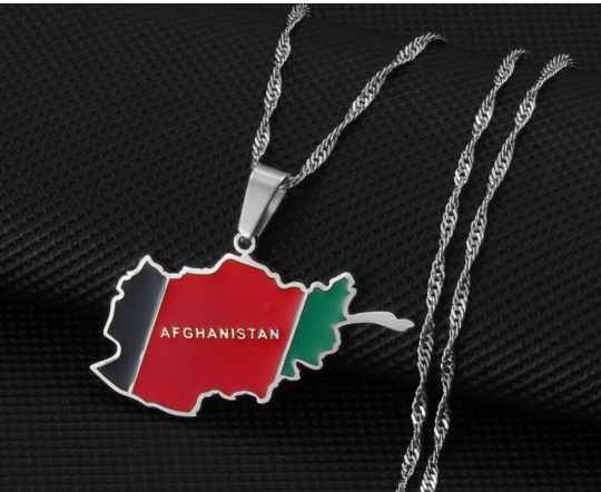 18k Gold Plated Afghanistan Necklaces, Afghanistan Necklace, Afghanistan Gift, Afghanistan Pride, Afghanistan Jewelry, Afghanistan Flag