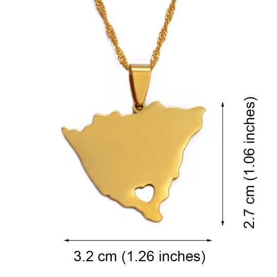 Nicaragua 18k Gold Plated Necklace / Nicaragua Flag Color Necklace / Nicaragua Map / Nicaragua Jewelry / Nicaragua Pendant / Nicaragua Gift