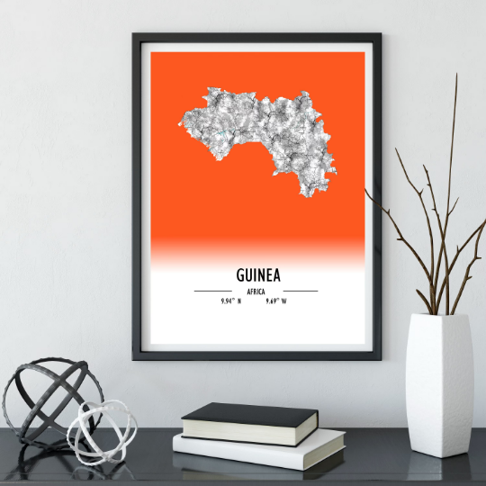 Map Poster Guinea / Guinea Map Print / Guinea Map Wall Art / Guinea Décor / Guinea Decoration / Guinea Gift / Anniversary Wedding Gift