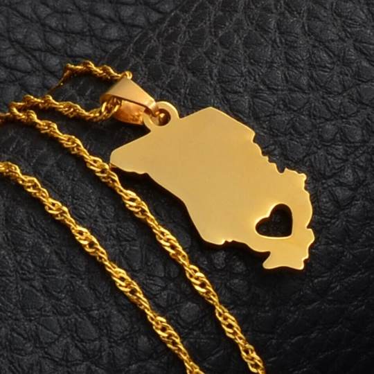 18k Gold Plated Chad Map Necklace, Chad Necklace, Chad Flag, Chad Jewelry, Chad Pendant, Chad Gifts, Chad Earrings, Chad Tshirt