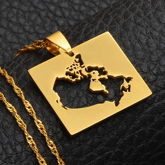 18K Gold Plated Canada Map Necklace