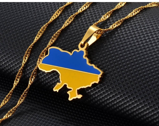 18K Gold Plated Ukraine Necklace, Ukraine Keychain, Ukraine Map, Ukraine Flag, Ukraine Poster, Ukraine Tshirt