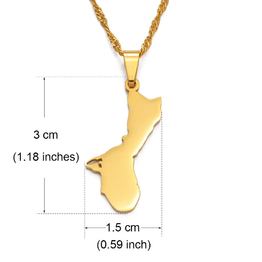 18K Gold Plated Guam Map Necklace, Guam Necklace, Guam Flag, Guam Jewelry, Guam Pendant, Guam Gifts, Guam Earrings