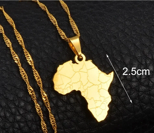Africa Map Necklace, Africa Pendant, 18k Gold Plated Necklace, Africa Pendant For Women & Men, Map Of Africa Silver Necklace, African Gift