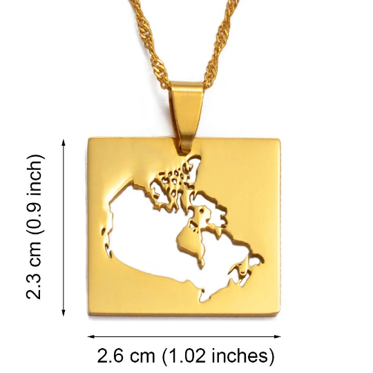 18K Gold Plated Canada Map Necklace