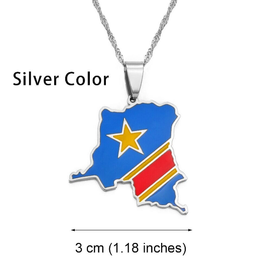 18K Gold Plated Congo Necklace / Republic Of Congo Jewelry / Republic Of Congo Pendant / Republic Of The Congo Gift