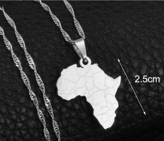 Africa Map Necklace, Africa Pendant, 18k Gold Plated Necklace, Africa Pendant For Women & Men, Map Of Africa Silver Necklace, African Gift