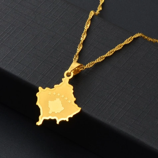 Kosovo 18K Gold Plated Necklace / Kosovo Jewelry / Kosovo Pendant / Kosovo Gift