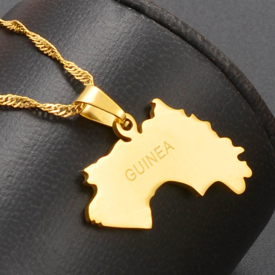 18K Gold Plated Guinea Necklace - Guinea Map Necklace - Guinea Necklace - Guinea Pride - Guinea Jewelry - Guinea Pendant - Guinea Gifts