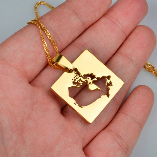 18K Gold Plated Canada Map Necklace