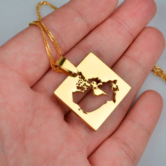 18K Gold Plated Canada Map Necklace, Canada Necklace, Canada Flag, Canada Jewelry, Canada Pendant, Canada Gifts, Canada Earrings