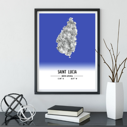 Map Poster Saint Lucia / Saint Lucia Map Print / Saint Lucia Map Wall Art / Saint Lucia Décor / Saint Lucia Decoration / Saint Lucia Gift
