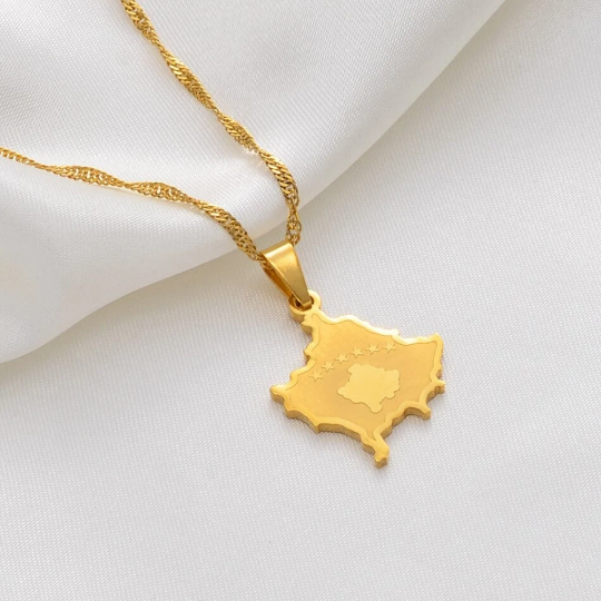 Kosovo 18K Gold Plated Necklace / Kosovo Jewelry / Kosovo Pendant / Kosovo Gift