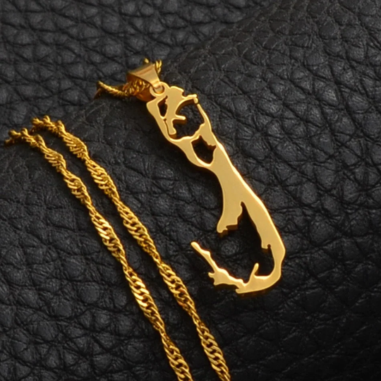 18k Gold Plated Bermuda Map Necklace
