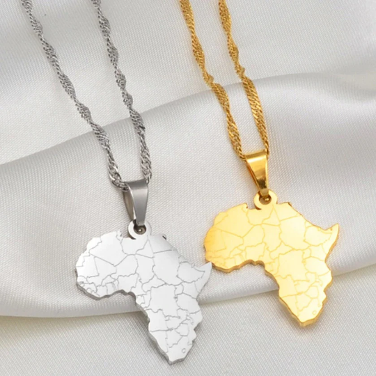 Africa Map Necklace, Africa Pendant, 18k Gold Plated Necklace, Africa Pendant For Women & Men, Map Of Africa Silver Necklace, African Gift