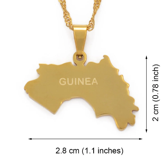 18K Gold Plated Guinea Necklace - Guinea Map Necklace - Guinea Necklace - Guinea Pride - Guinea Jewelry - Guinea Pendant - Guinea Gifts