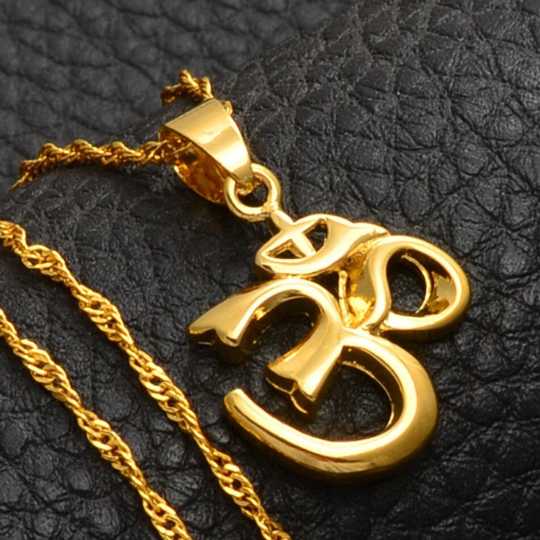 18K Gold Plated Om Pendant Necklace / Hindu Pendant / Yoga Meditation Jewelry / Spiritual Necklace