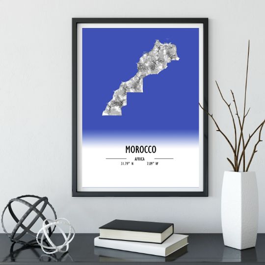 Map Poster Morocco / Morocco Map Print / Morocco Map Wall Art / Morocco Décor / Morocco Decoration / Morocco Gift / Anniversary Wedding Gift