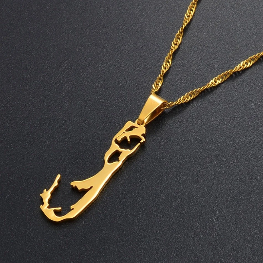 18k Gold Plated Bermuda Map Necklace