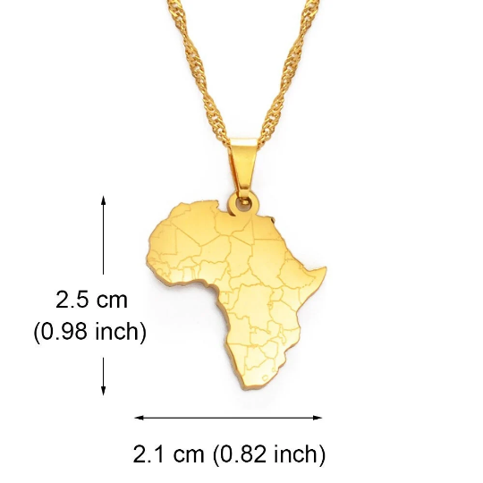 Africa Map Necklace, Africa Pendant, 18k Gold Plated Necklace, Africa Pendant For Women & Men, Map Of Africa Silver Necklace, African Gift