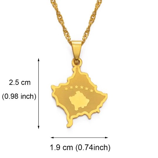 Kosovo 18K Gold Plated Necklace / Kosovo Jewelry / Kosovo Pendant / Kosovo Gift