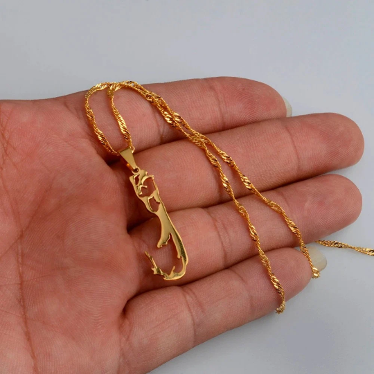 18k Gold Plated Bermuda Map Necklace