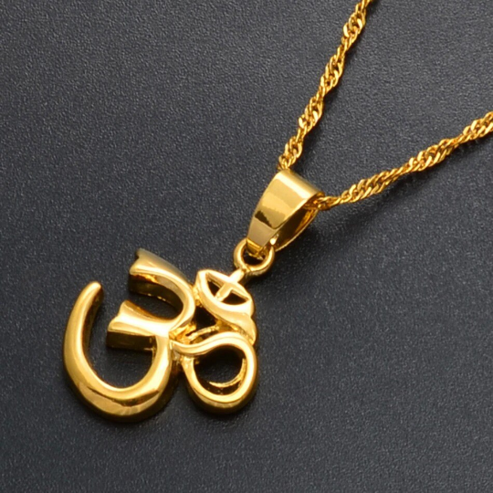18K Gold Plated Om Pendant Necklace / Hindu Pendant / Yoga Meditation Jewelry / Spiritual Necklace