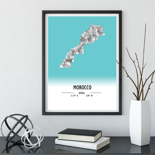 Map Poster Morocco / Morocco Map Print / Morocco Map Wall Art / Morocco Décor / Morocco Decoration / Morocco Gift / Anniversary Wedding Gift