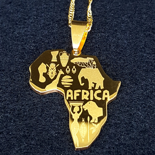 Necklaces For Women & Men Africa Culture Necklace -18k Gold Plated Africa Map Pendant Necklace -jewelry For Culture Map Shaped Necklace Gift