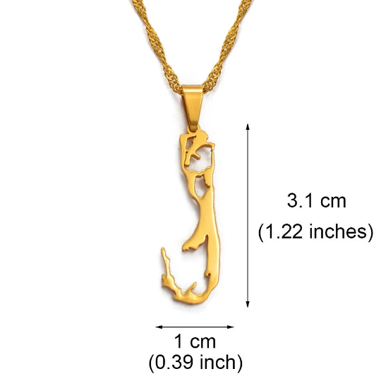18k Gold Plated Bermuda Map Necklace