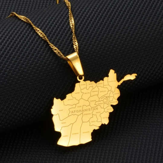 18K Gold Plated Afghanistan Necklaces, Afghanistan Necklace, Afghanistan Gift, Afghanistan Pride, Afghanistan Jewelry, Afghanistan Flag Active
