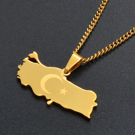 18K Gold Plated Turkey Map Necklace
