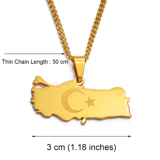 18K Gold Plated Turkey Map Necklace