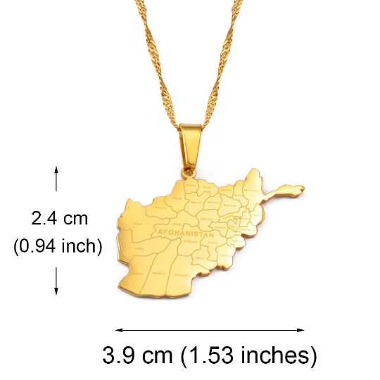18K Gold Plated Afghanistan Necklaces, Afghanistan Necklace, Afghanistan Gift, Afghanistan Pride, Afghanistan Jewelry, Afghanistan Flag Active
