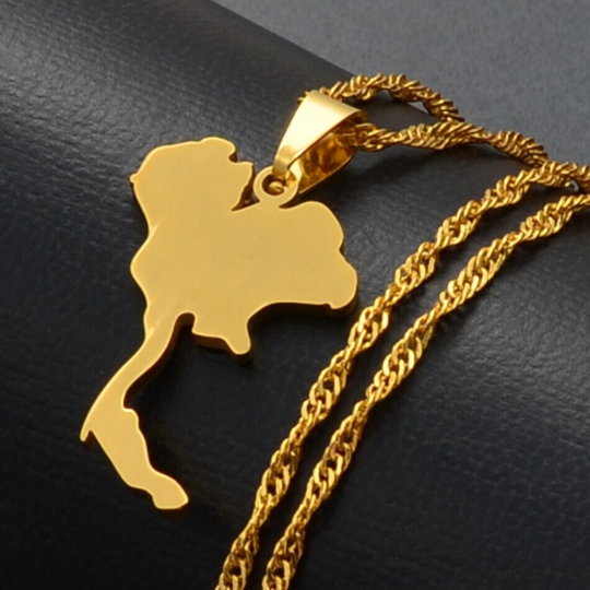 18k Gold Plated Thailand Map Necklace