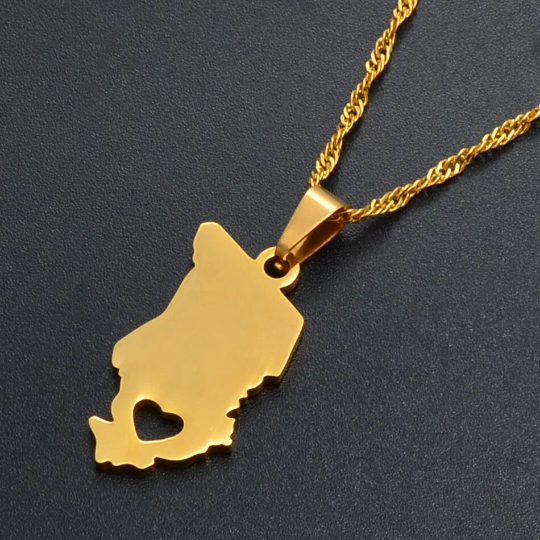 18k Gold Plated Chad Map Necklace, Chad Necklace, Chad Flag, Chad Jewelry, Chad Pendant, Chad Gifts, Chad Earrings, Chad Tshirt