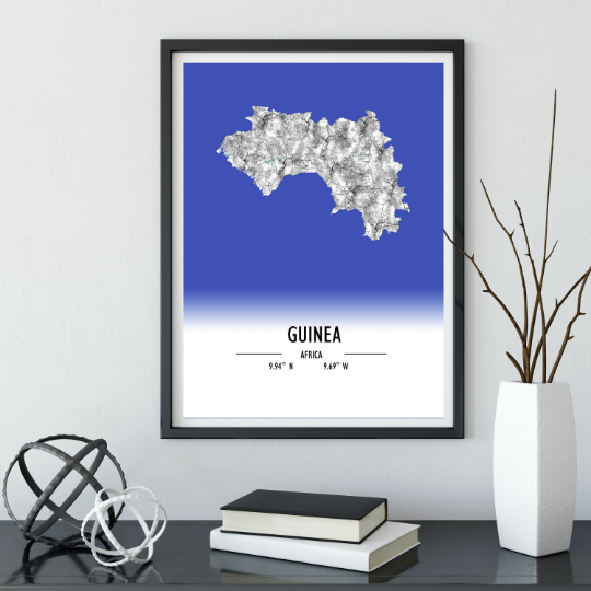 Map Poster Guinea / Guinea Map Print / Guinea Map Wall Art / Guinea Décor / Guinea Decoration / Guinea Gift / Anniversary Wedding Gift