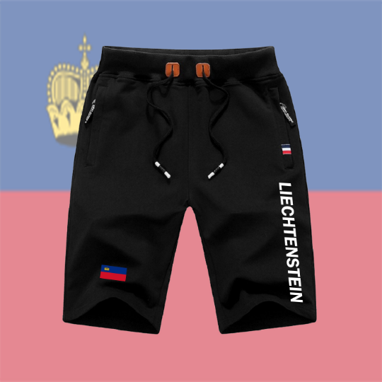 Liechtenstein Shorts / Liechtenstein Pants / Liechtenstein Shorts Flag / Liechtenstein Jersey / Grey Shorts / Black Shorts / Liechtenstein