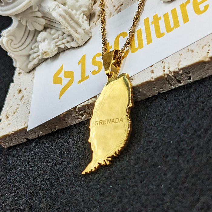 18K Gold Plated Grenada Necklace, Grenada Jewelry, Grenada Necklace, Grenada Jewelry, Grenada Earrings, Grenada Gift, Grenada