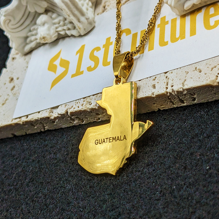 18K Gold Plated Guatemala Necklace, Guatemala Jewelry, Guatemala Flag, Guatemala Necklace, Guatemala Earrings, Guatemala Map