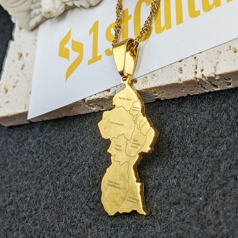Guyana 18K Gold Plated Necklace / Guyana Ring / Guyana Gift / Guyana Jewelry